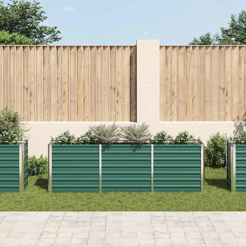 Garden Raised Bed Planter Box Weather Resistant Galvanised Steel 240 x 40 x 77 cm Green