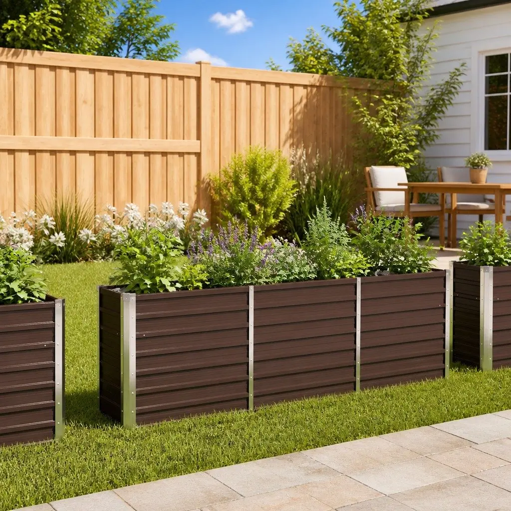 Raised Garden Bed Planter Box Metal Heavy-Duty Galvanised Steel 240 x 40 x 77 cm