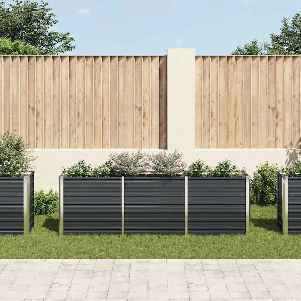 Raised Garden Bed Galvanised Steel Anthracite 240 x 40 x 77 cm