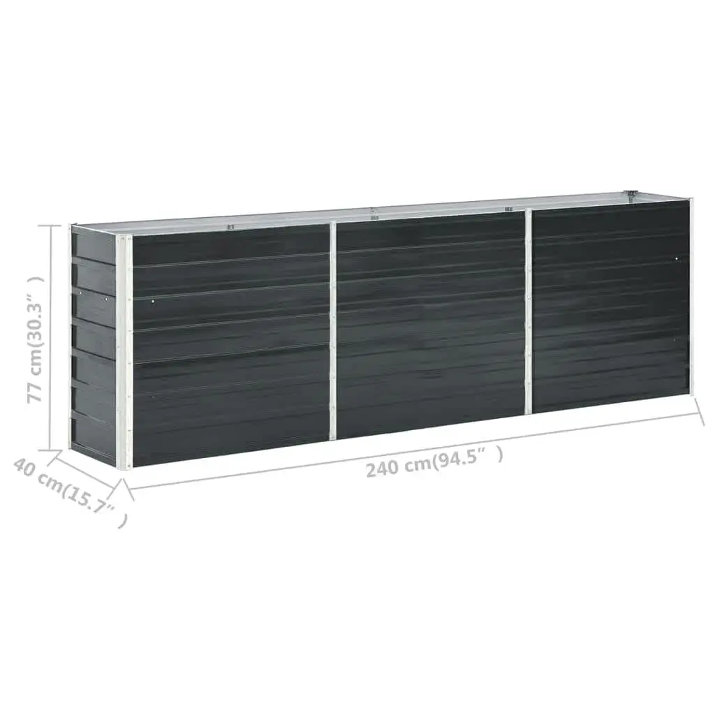 Raised Garden Bed Galvanised Steel Anthracite 240 x 40 x 77 cm