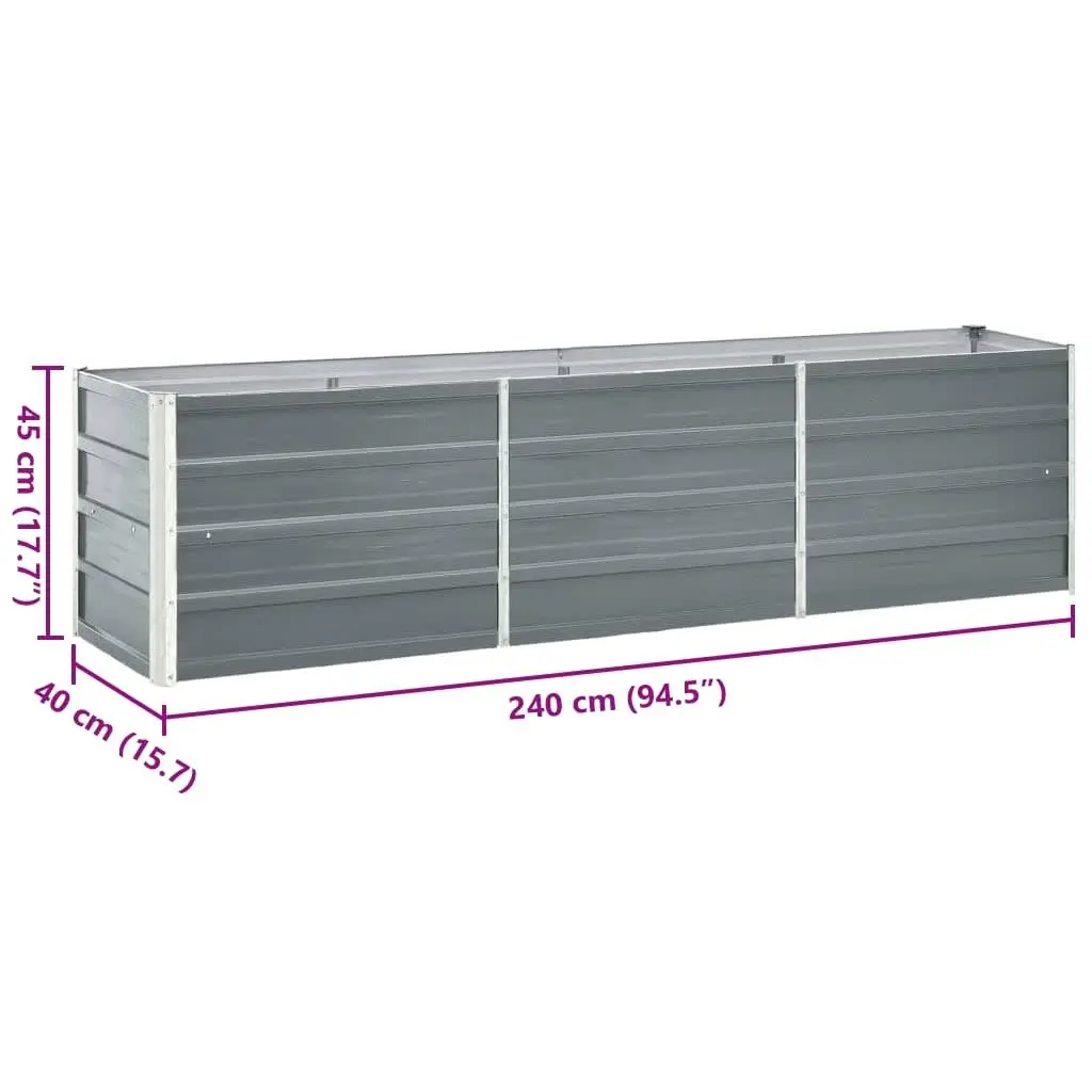 Garden Raised Bed Planter Box Weather Resistant Heavy Duty Galvanised Steel 240 x 40 x 45 cm