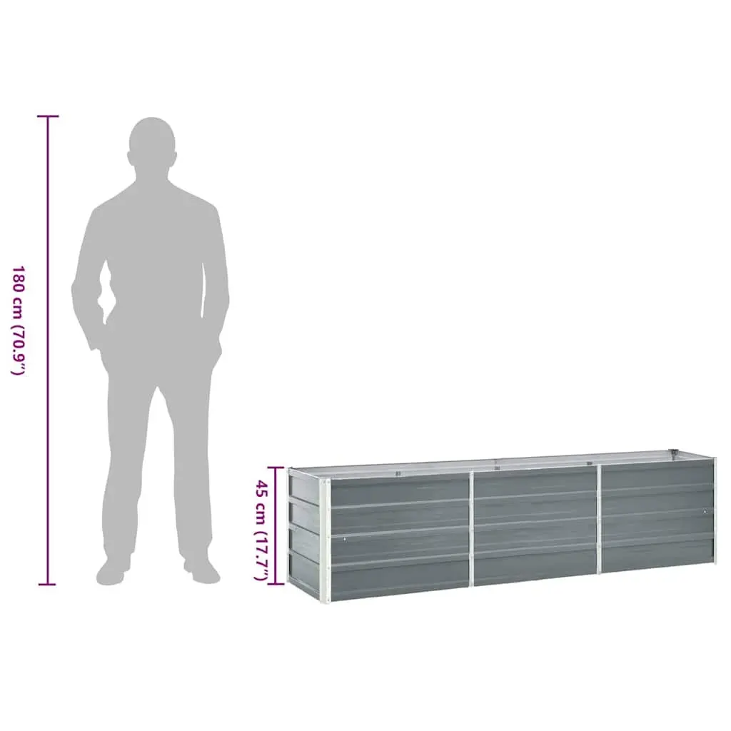 Garden Raised Bed Planter Box Weather Resistant Heavy Duty Galvanised Steel 240 x 40 x 45 cm