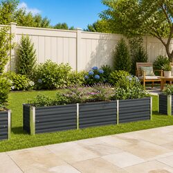 Raised Garden Bed Galvanised Steel Outdoor Planter Box 240x40x45cm Anthracite