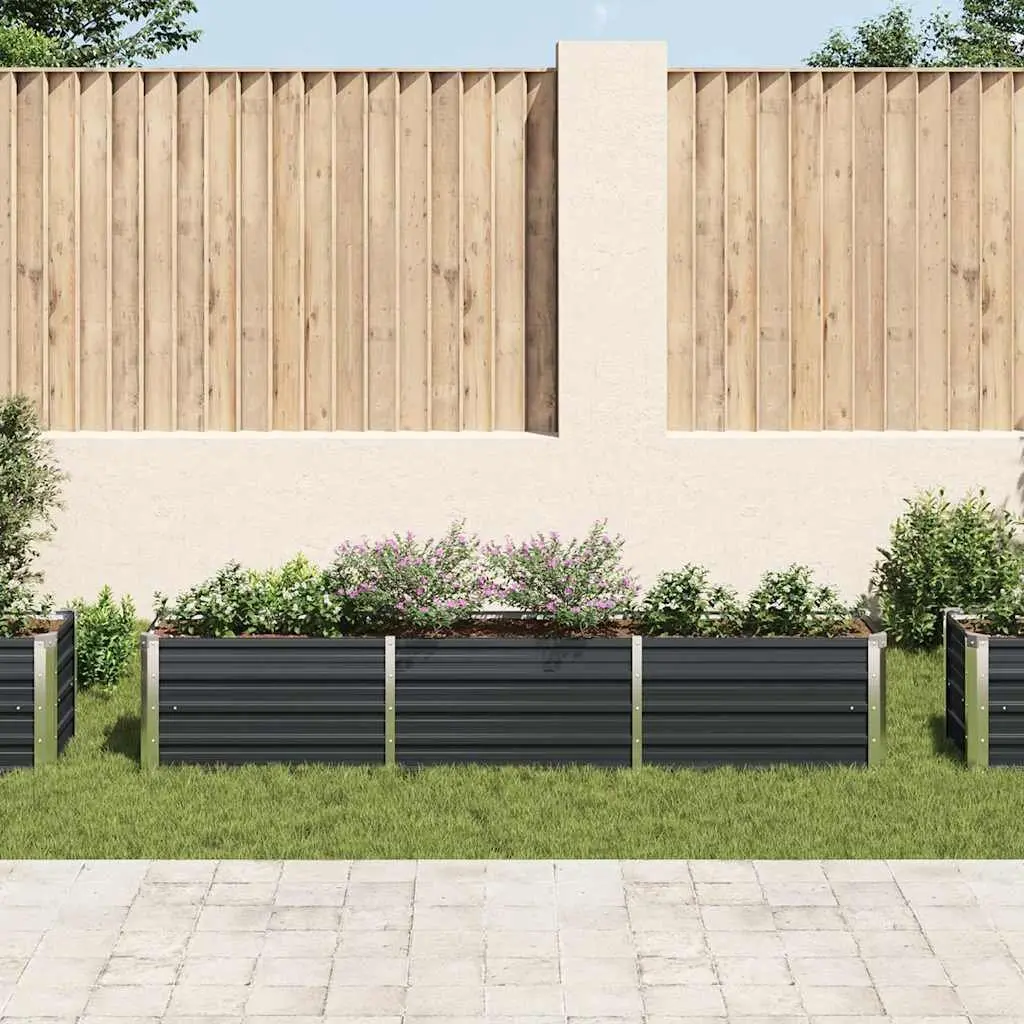 Galvanised Steel Raised Planter Box Anthracite 240x40x45cm Outdoor Garden Bed