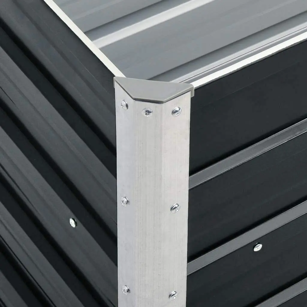 Galvanised Steel Raised Planter Box Anthracite 240x40x45cm Outdoor Garden Bed
