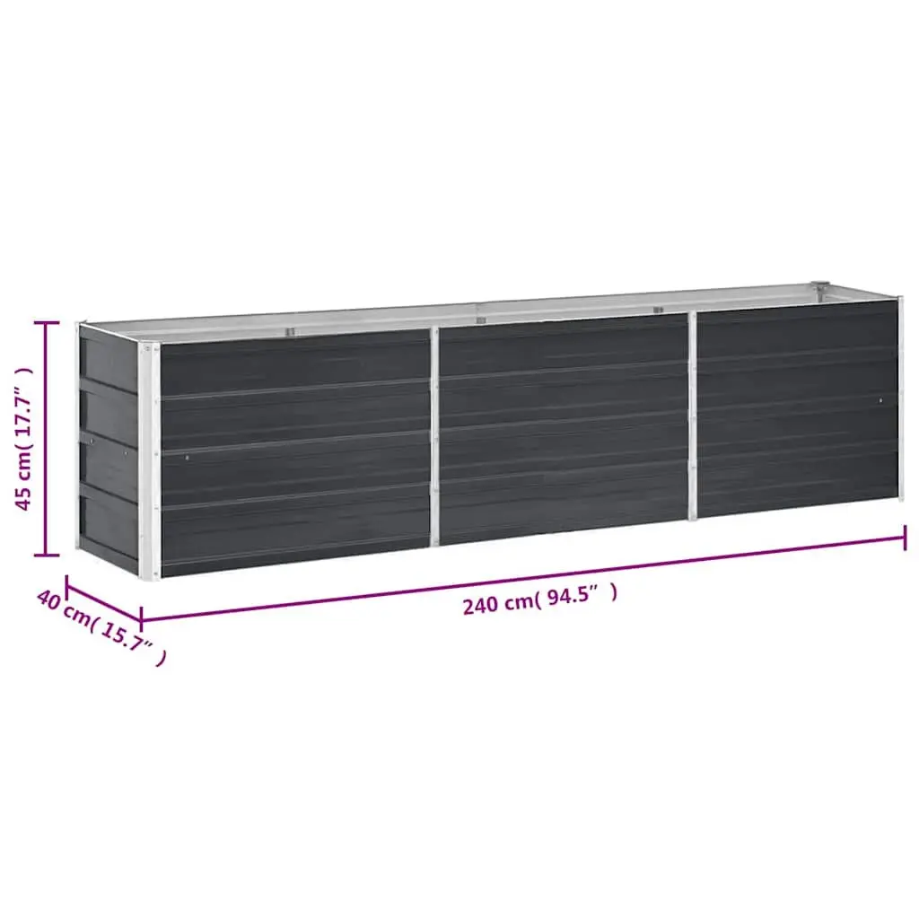 Galvanised Steel Raised Planter Box Anthracite 240x40x45cm Outdoor Garden Bed