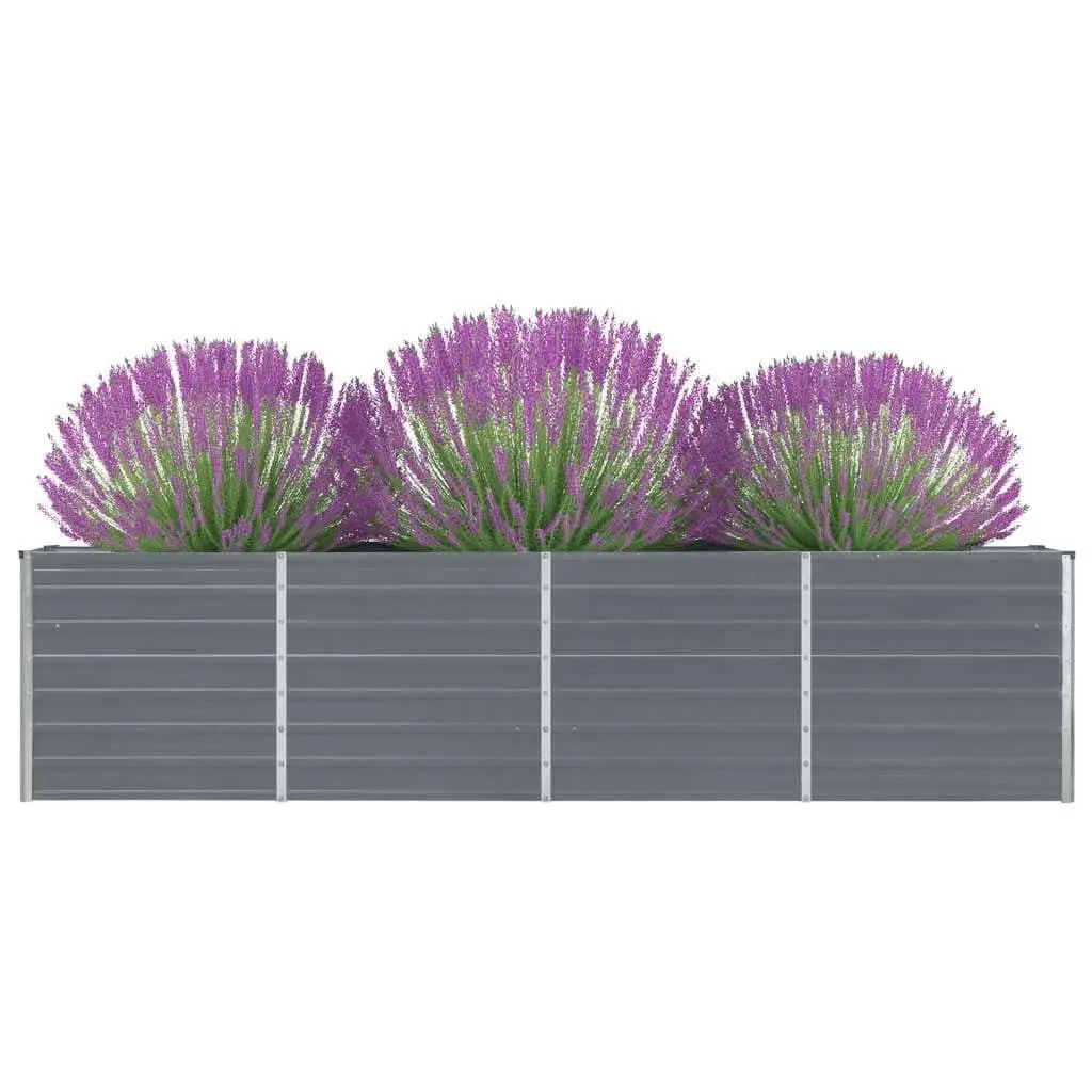 Raised Garden Bed Galvanised Steel Grey 320x40x77 cm Rectangular Planter