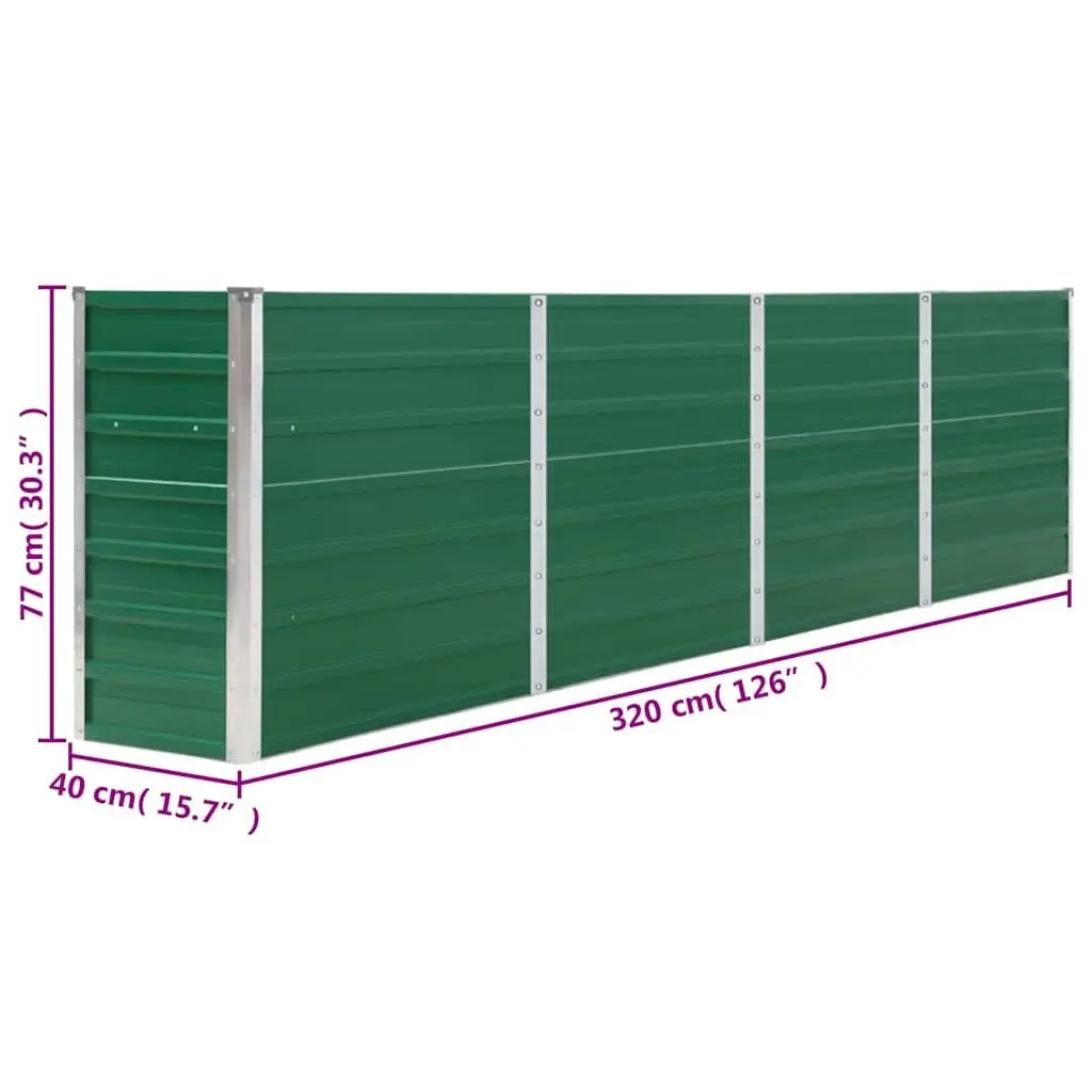 Raised Garden Bed Galvanised Steel 320x40x77cm Green Outdoor Balcony Planter Box