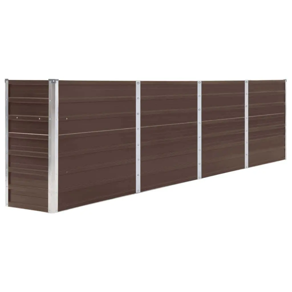 Galvanised Steel Raised Garden Bed Brown Rectangular 320x40x77 cm