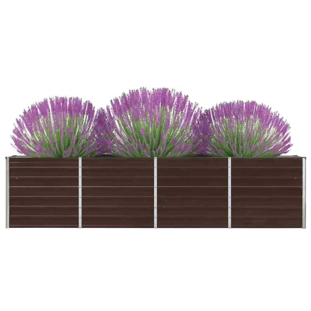 Galvanised Steel Raised Garden Bed Brown Rectangular 320x40x77 cm