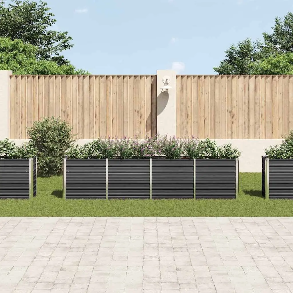 Raised Garden Bed Galvanised Steel Anthracite 320x40x77 cm