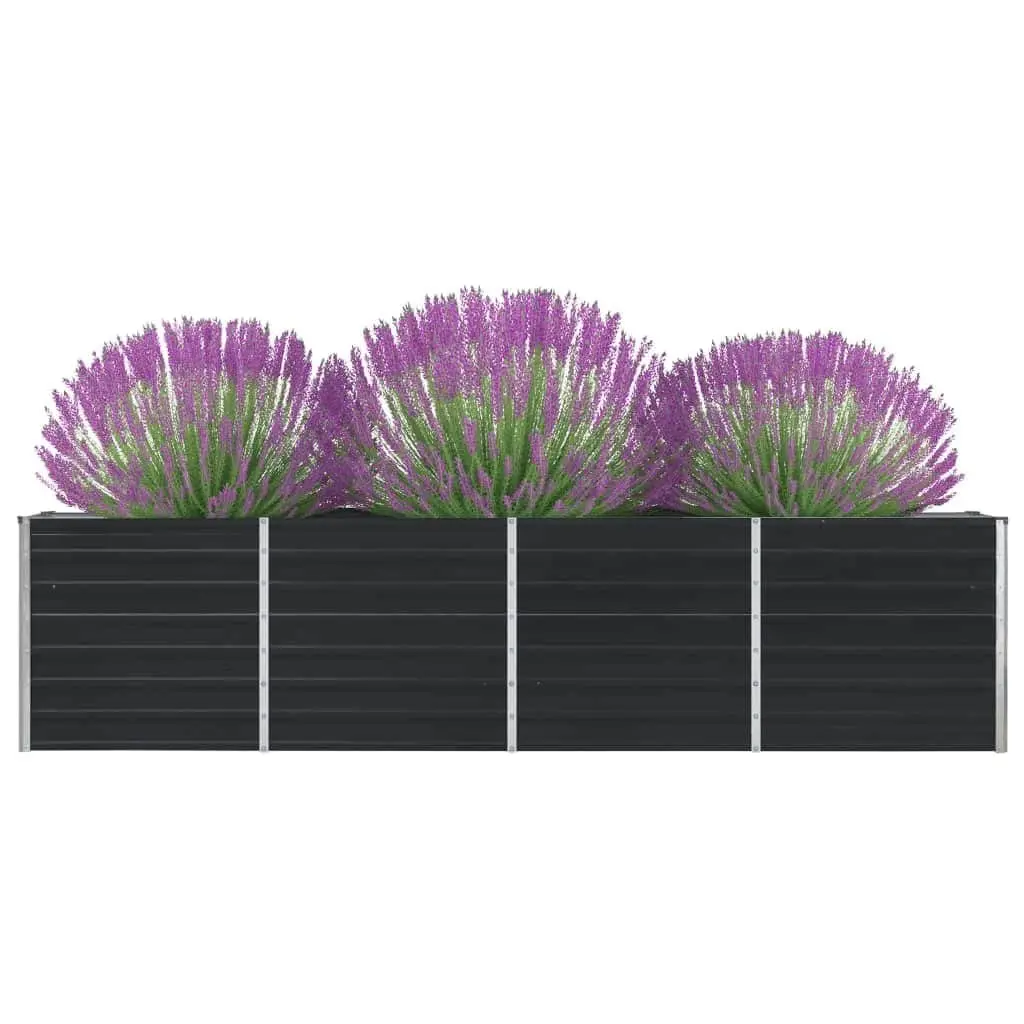 Raised Garden Bed Galvanised Steel Anthracite 320x40x77 cm