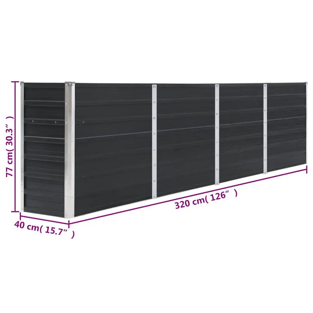 Raised Garden Bed Galvanised Steel Anthracite 320x40x77 cm