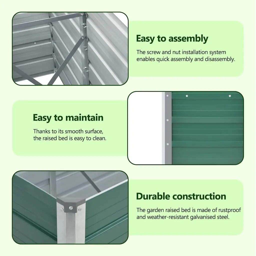 Raised Garden Bed Planter Box Metal Green 320x40x45cm