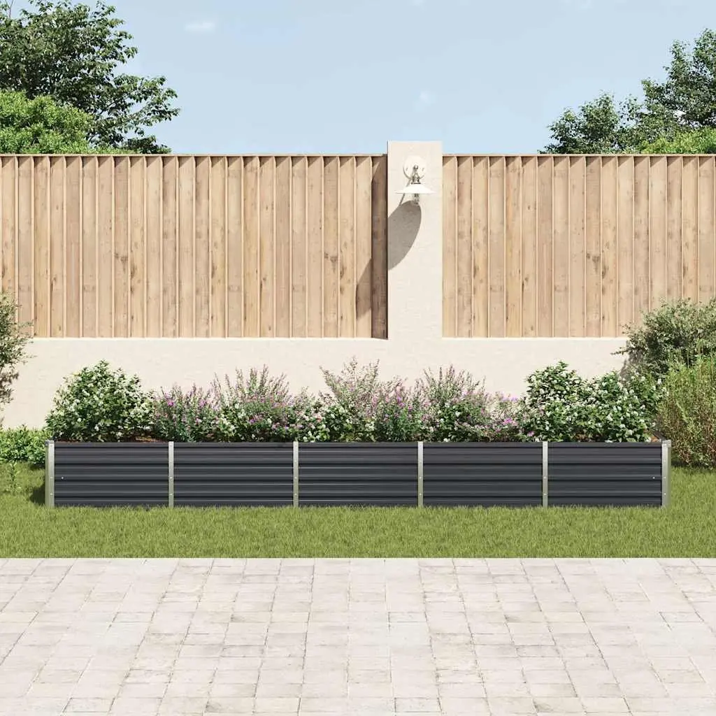 Galvanised Steel Raised Planter Box 400x80x45cm Anthracite Weather Resistant Garden Bed