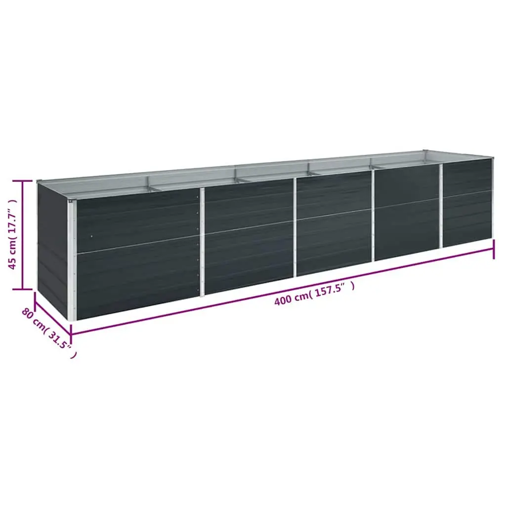 Galvanised Steel Raised Planter Box 400x80x45cm Anthracite Weather Resistant Garden Bed