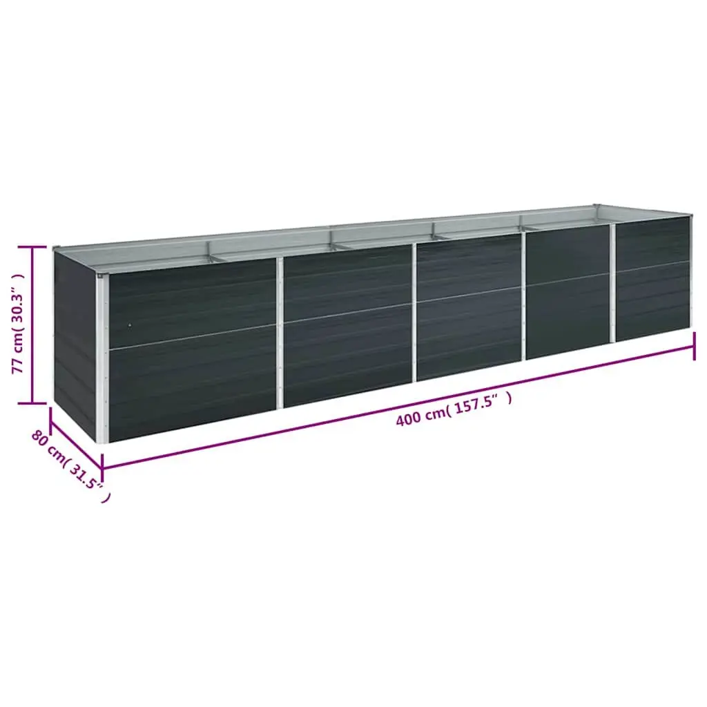 Raised Garden Bed Galvanised Steel Planter Box Outdoor 400 x 80 x 77 cm