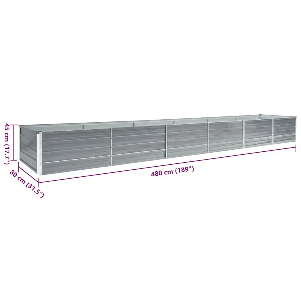 Garden Raised Bed Galvanised Steel Planter Box 480 x 80 x 45 cm