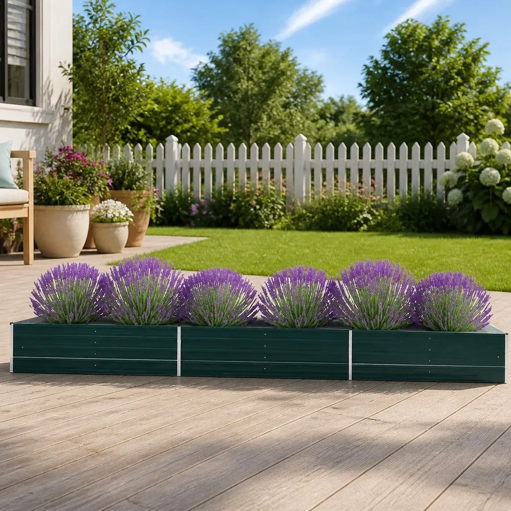 Garden Raised Bed Planter Box Galvanised Steel Green 480 x 80 x 45 cm