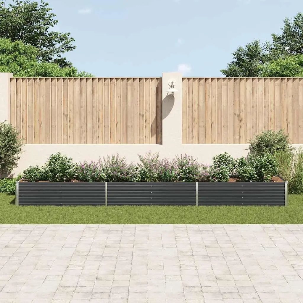 Outdoor Raised Garden Bed Galvanised Steel Anthracite 480cm x 80cm x 45cm