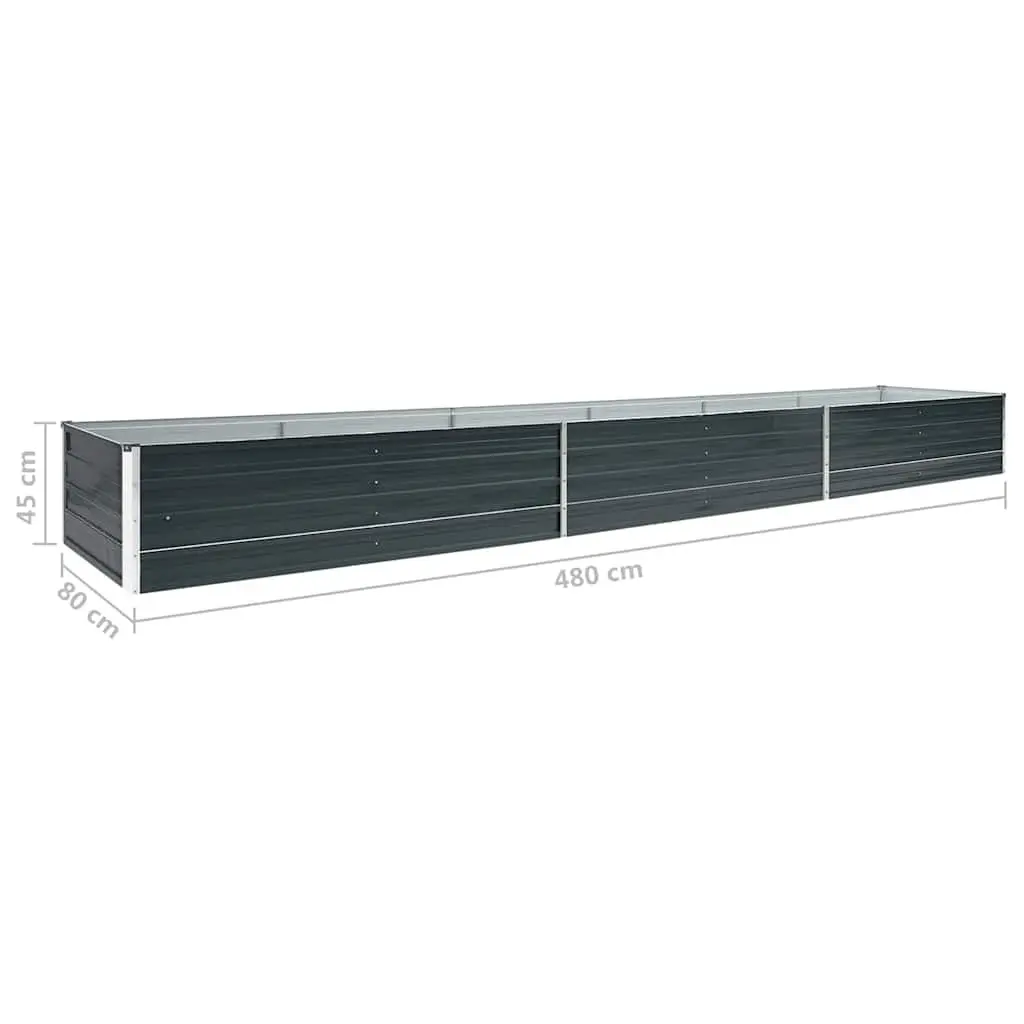 Outdoor Raised Garden Bed Galvanised Steel Anthracite 480cm x 80cm x 45cm