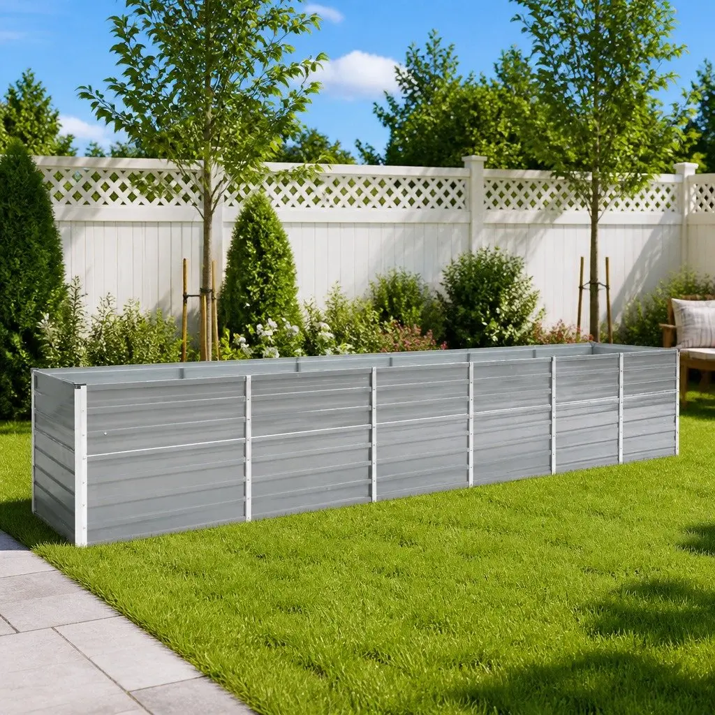 Galvanised Steel Raised Garden Bed Outdoor Planter Box 480 x 80 x 77 cm