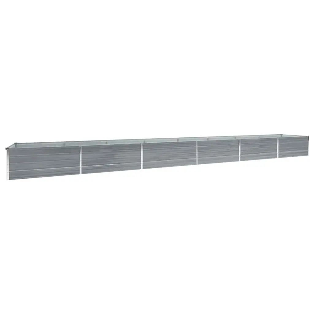 Galvanised Steel Raised Bed Weather Resistant Outdoor Planter Box Grey 600 x 80 x 45 cm