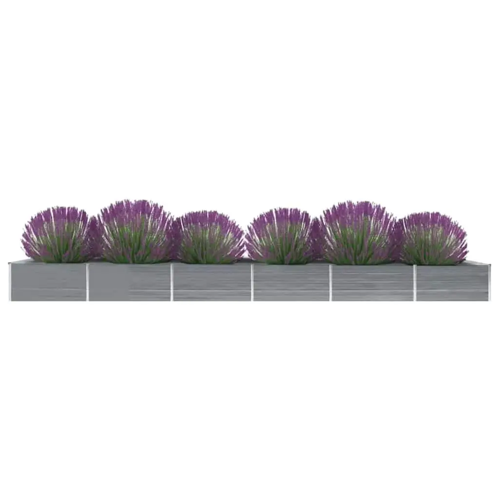 Galvanised Steel Raised Bed Weather Resistant Outdoor Planter Box Grey 600 x 80 x 45 cm