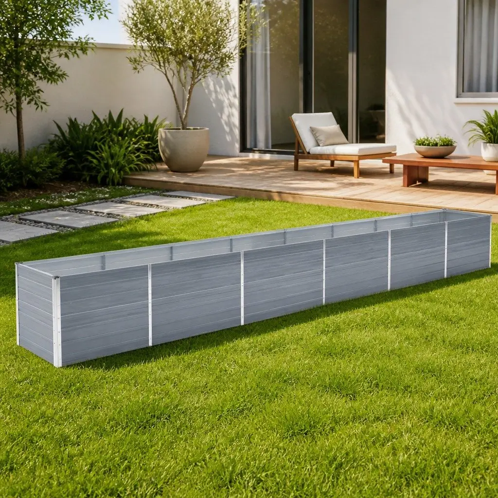 Raised Garden Bed Planter Box Grey 600 x 80 x 77 cm