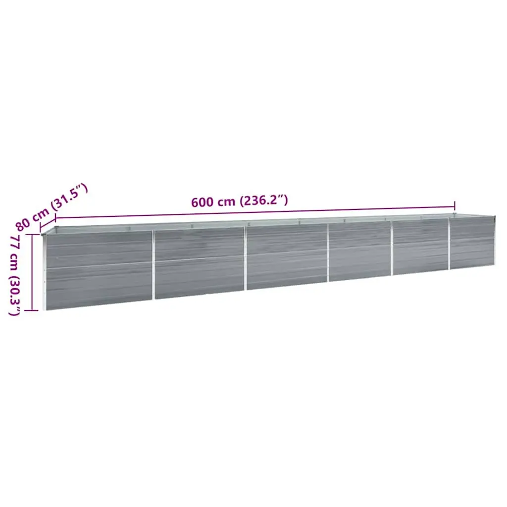 Raised Garden Bed Planter Box Grey 600 x 80 x 77 cm