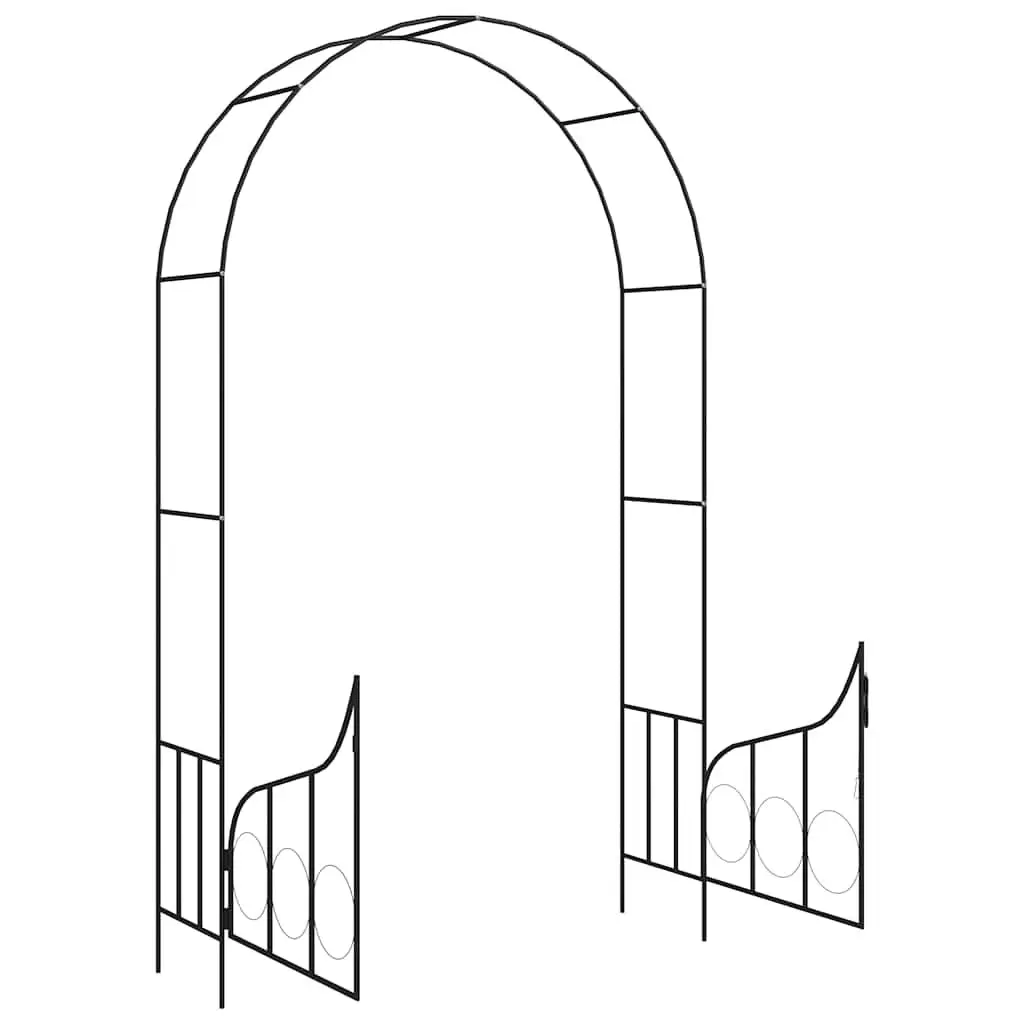 Garden Arch with Gate Black Outdoor Arbour Wedding Decorative Climbing Plants
