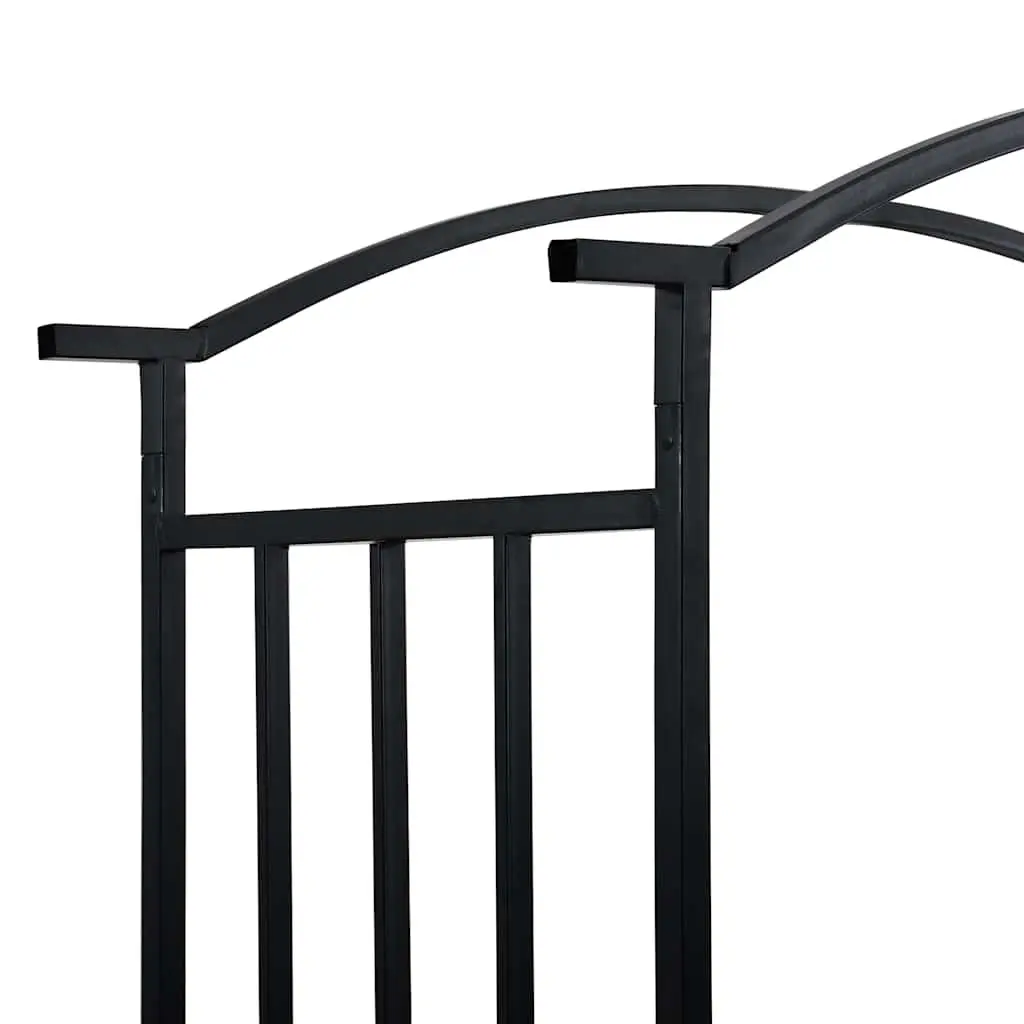 Garden Arch with Bench Black Iron Outdoor Pergola 128 x 50 x 207 cm