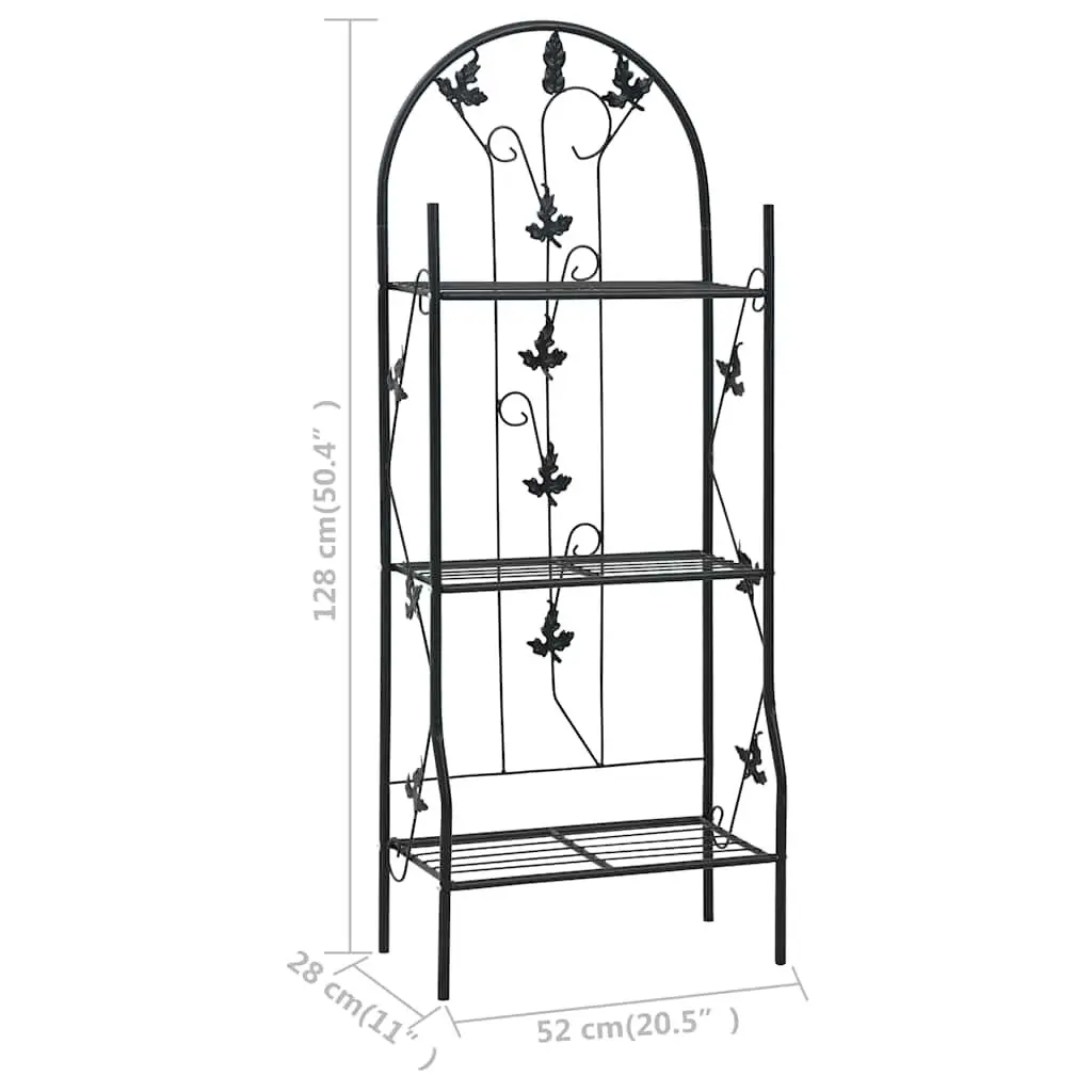 3-Layer Plant Stand Rack Black Iron Shelf Display Garden Patio Balcony Indoor