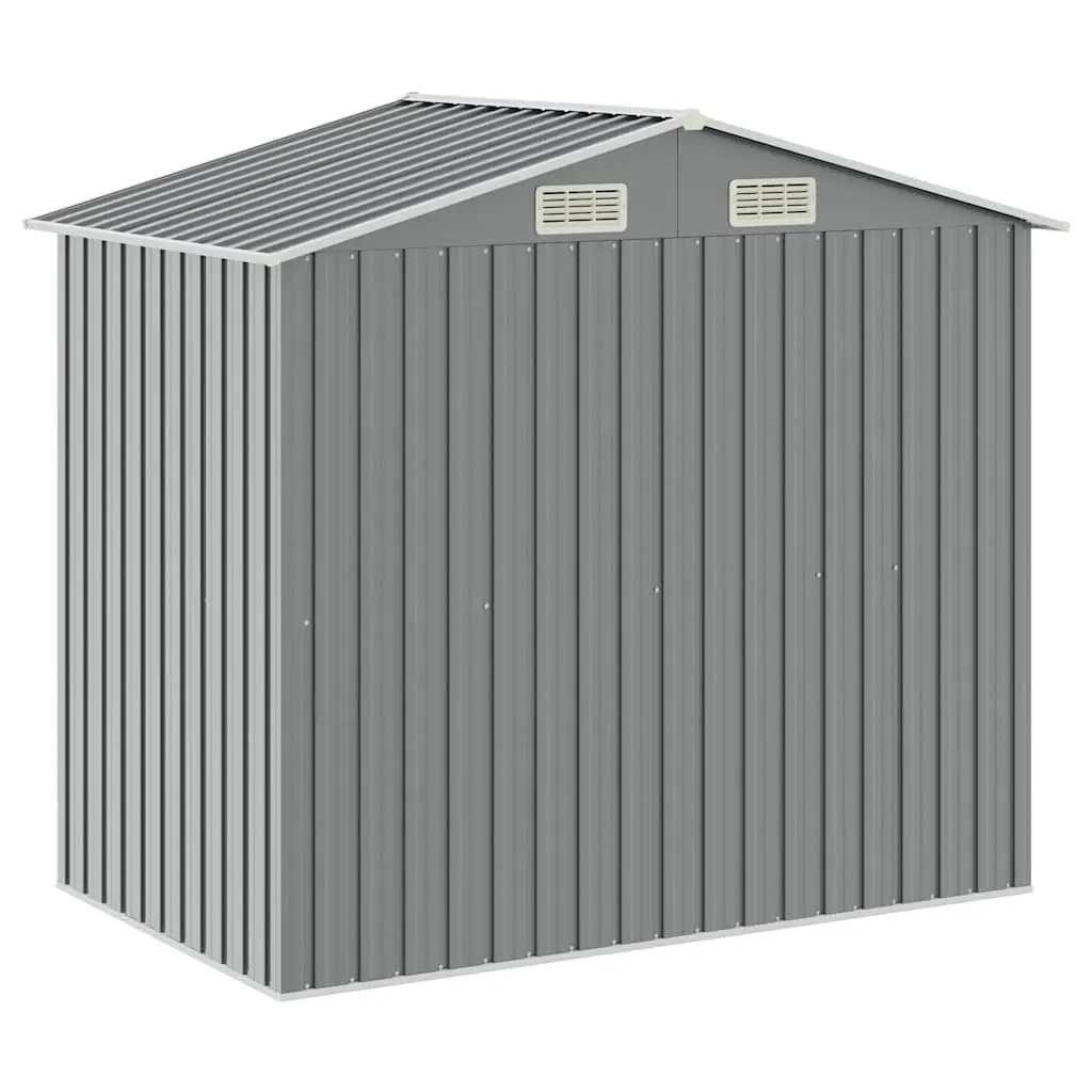 Garden Shed Grey Galvanised Iron Outdoor Storage House with Rack 205 x 130 x 183 cm