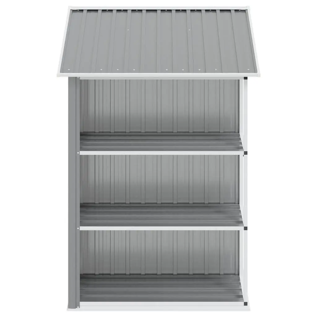 Garden Shed Grey Galvanised Iron Outdoor Storage House with Rack 205 x 130 x 183 cm