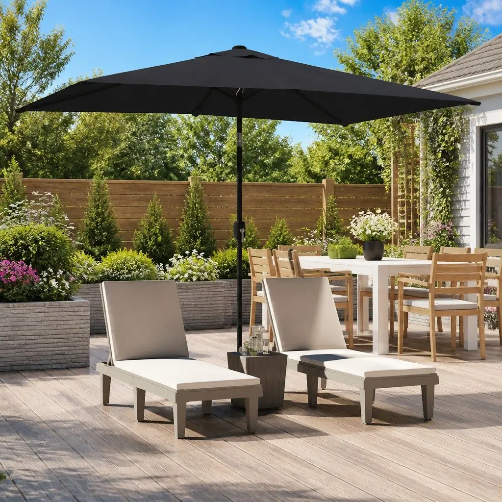 Garden Parasol Outdoor Sunshade Patio Umbrella 300x200cm Crank Tilt Foldable