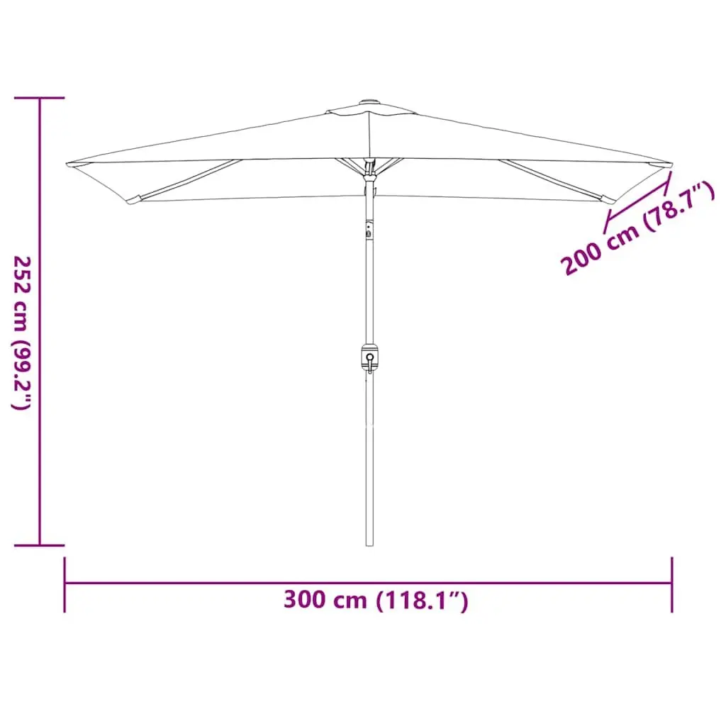 Garden Parasol Outdoor Sunshade Patio Umbrella 300x200cm Crank Tilt Foldable