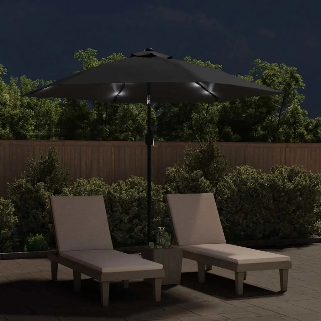 Garden Parasol 300cm Solar LED Lights Tilting Steel Pole