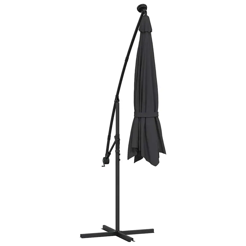 Cantilever Garden Parasol UV Protective 300cm with LED Lights Steel Pole Outdoor Sunshade