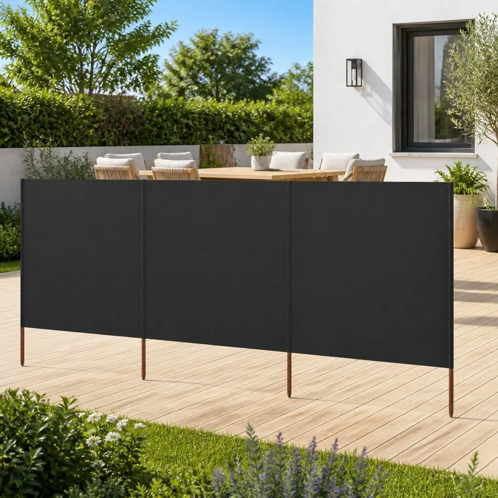 3-Panel Folding Wind Screen Outdoor Shelter Anthracite 400x160cm