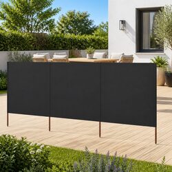 3-Panel Folding Wind Screen Outdoor Garden Shelter Anthracite 400x160cm