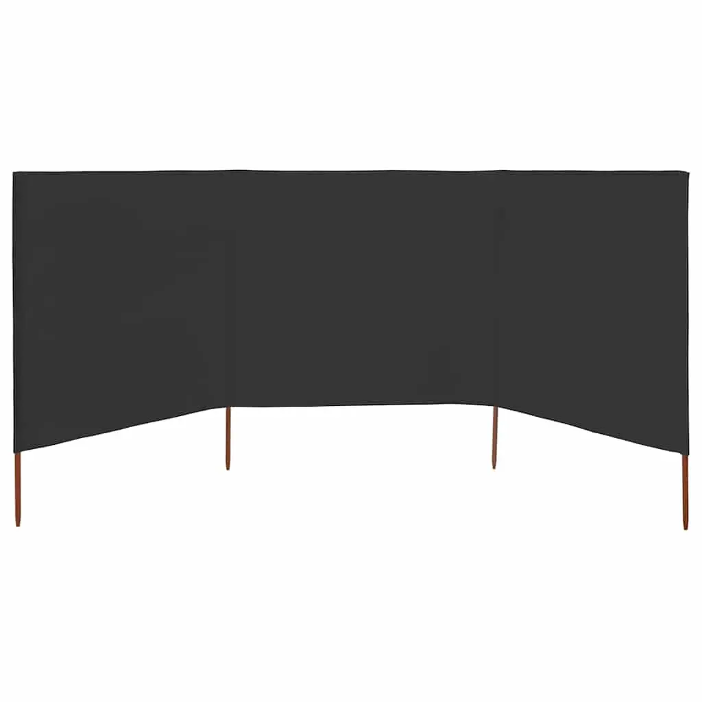 3-Panel Folding Wind Screen Outdoor Shelter Anthracite 400x160cm