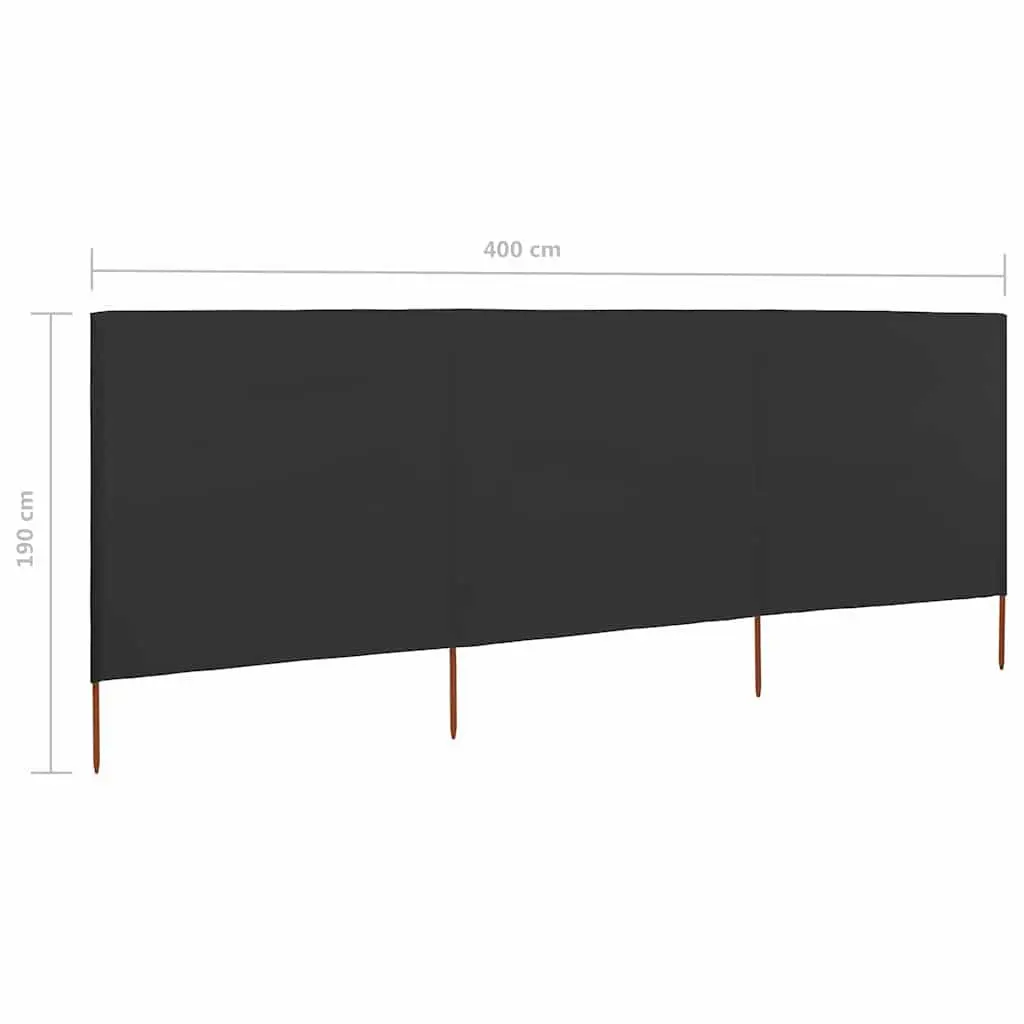 3-Panel Folding Wind Screen Outdoor Shelter Anthracite 400x160cm