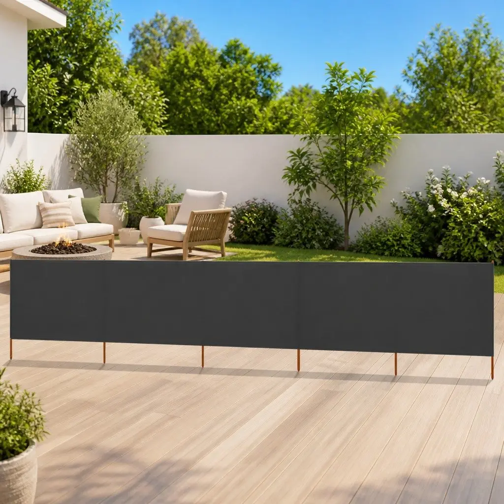 5-Panel Folding Wind Screen Outdoor Shelter Anthracite 600x80cm