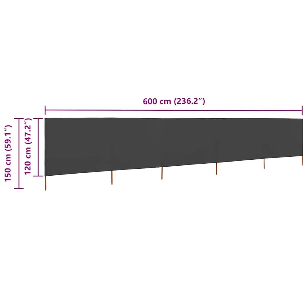 5-Panel Folding Wind Screen Outdoor Garden Shelter Fabric 600cm x 120cm