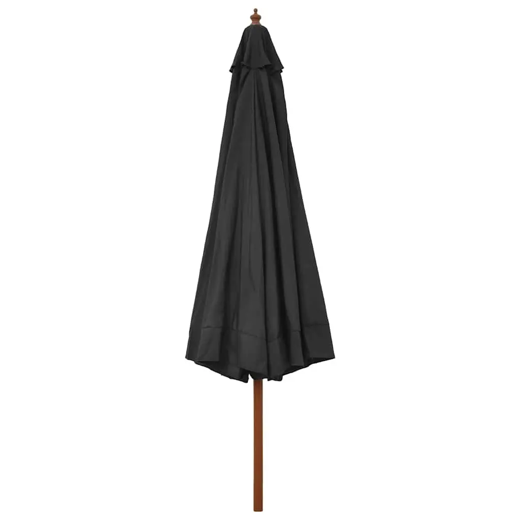 Garden Umbrella Wooden Pole 330cm Anthracite Shade for Outdoor Relaxation