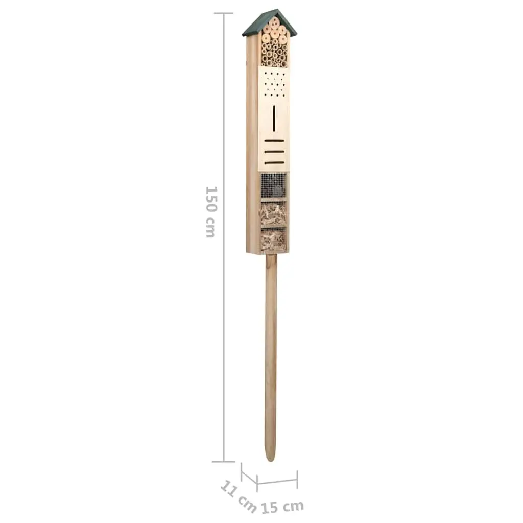 Insect Hotel Wooden Bug House Natural Pine Cones Bamboo Stems 150cm
