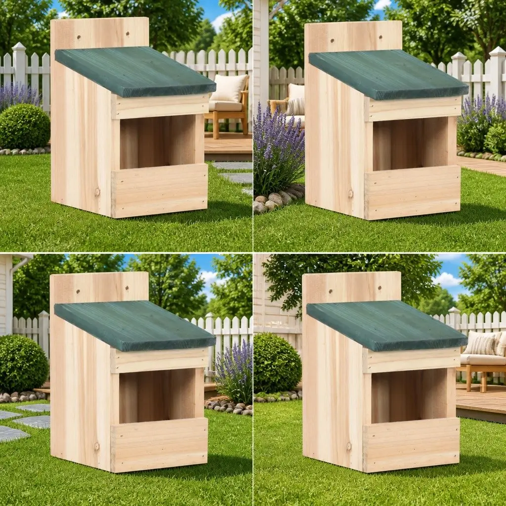 Wooden Birdhouses 4 Pieces Garden Outdoor Nesting Box Shelter Beige Natural