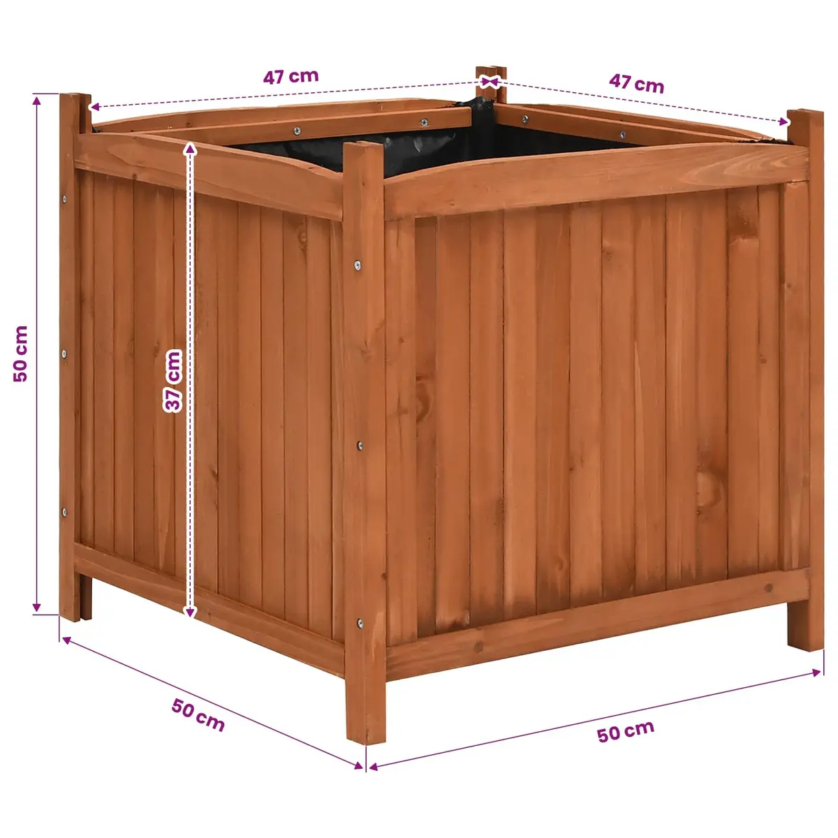 Raised Garden Beds Wooden Planters Weather-Resistant 50x50x50cm 2 Pack