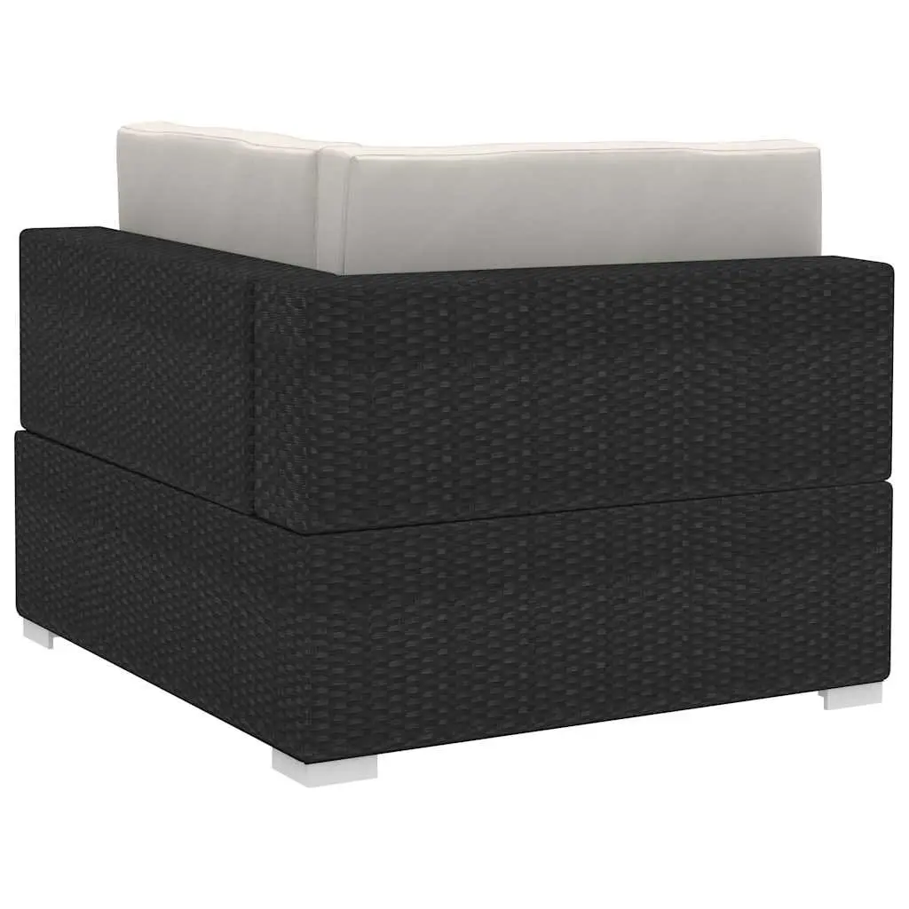 Outdoor Sectional Corner Chairs 2 pcs Poly Rattan Black Garden Seating with